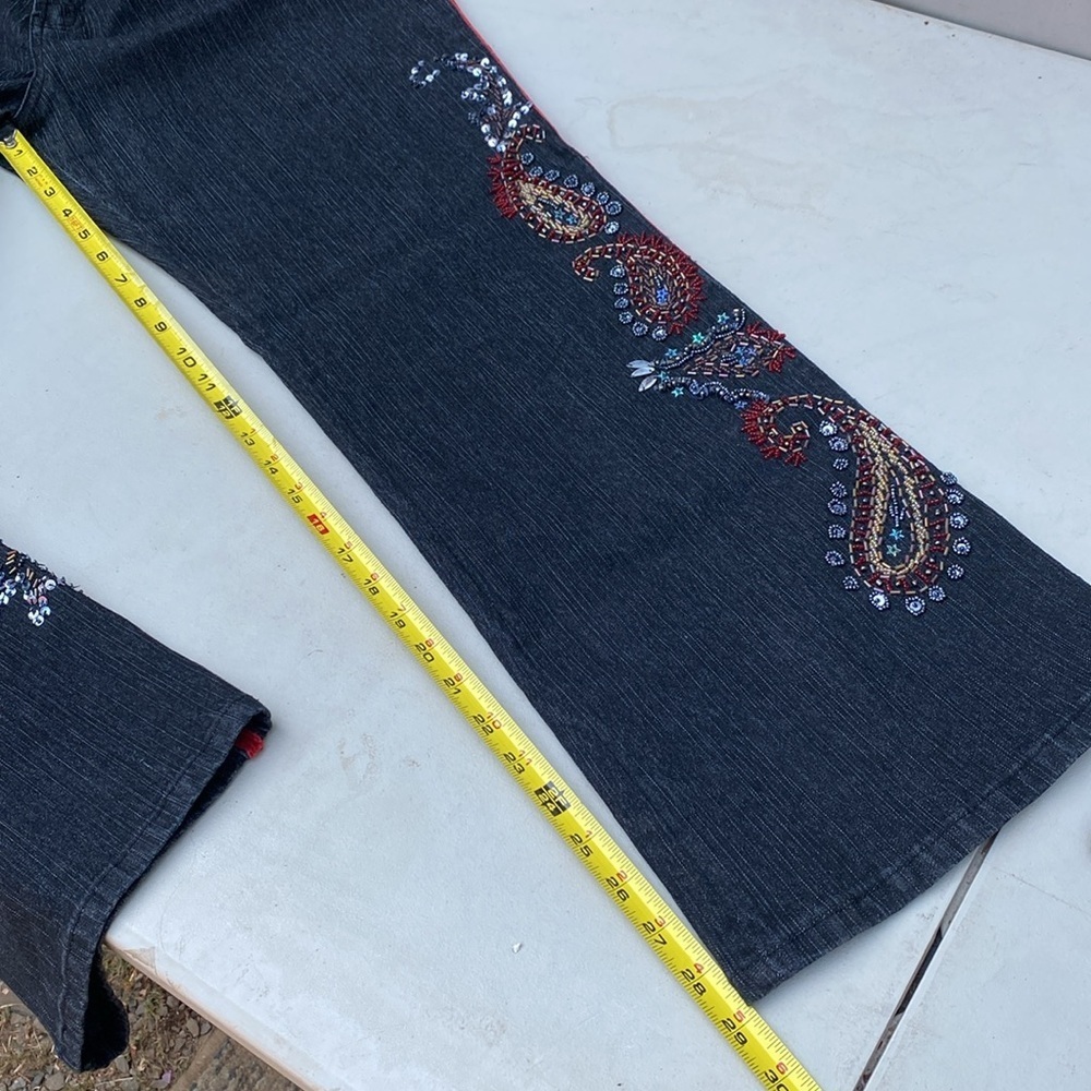 Denim 24/7 Black Wide Leg Jeans with Vibrant Embellishments Fall Denim - Picture 13 of 13
